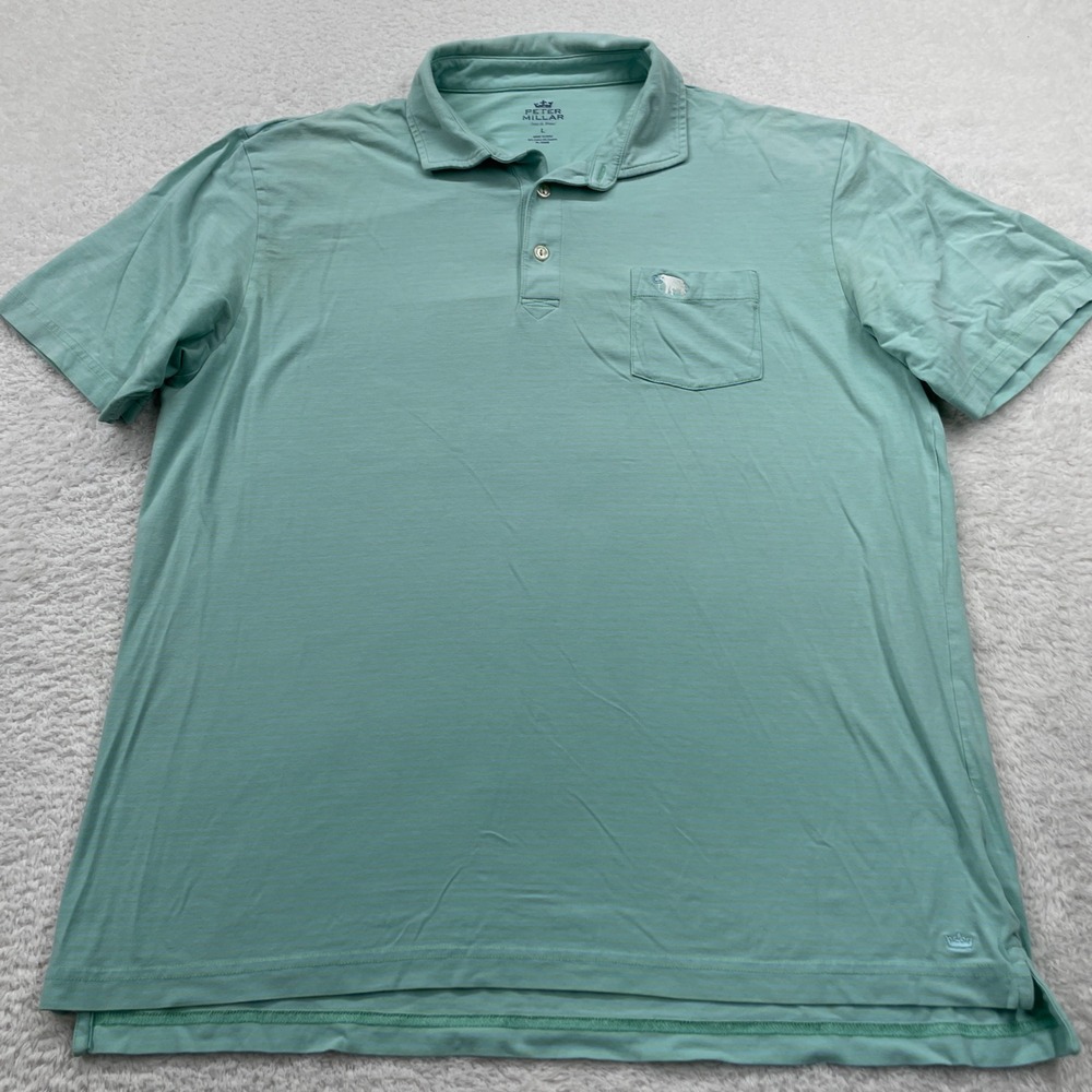 Peter Millar Size L Mens Polo Shirt Short Sleeve Performance Golf Casual